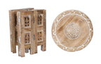 Versatile Octagonal Wooden Side Table, Rustic White Wash Accent Table, 12 x 12 Inch