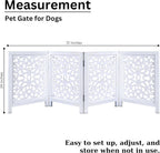 The Wooden Town Freestanding Dog Gate, Foldable 4-Panel Wooden Pet Gate for Doorways, Hallways & Stairs, Antique White, 72" W x 24" H