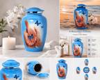Blue Aluminum Cremation Urn for Adult Ashes – 10” x 6”