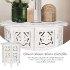 The Wooden Town Handcrafted Solid Wood End Table, Antique White Accent Side Table for Living Room & Bedroom, 18 x 18 Inch