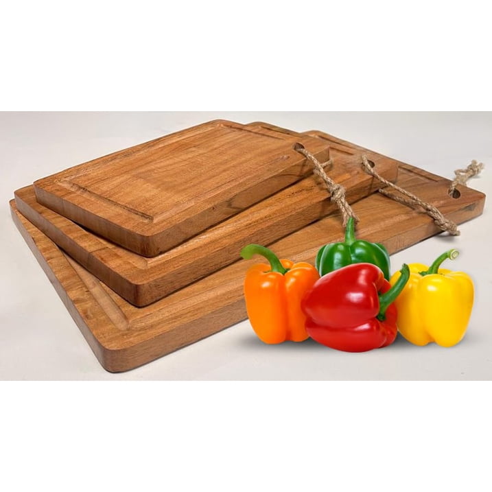 Acacia Wood Cutting Board Set of 3 – Natural Solid Wood Chopping & Serving Boards