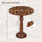 The Wooden Town Handcrafted Round Coffee Table, Solid Wood End Table for Living Room, Small Accent Side Table with Pillar Joint Design, Natural Finish, 18 x 21.5 Inch