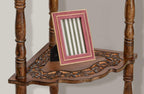 Burnt Wood 3-Tier Corner Bookshelf Stand – 14.5” x 14.5” x 40”