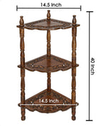 Burnt Wood 3-Tier Corner Bookshelf Stand – 14.5” x 14.5” x 40”