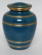 Classic Thread Midnight Blue Gold Metal Cremation Urn for Adult Ashes – 9” x 7”