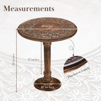 The Wooden Town Hand-Carved Wooden End Table, Solid Wood Side Table for Living Room & Bedroom, Rustic Accent Table with Burnt Finish, 18 x 22 Inch