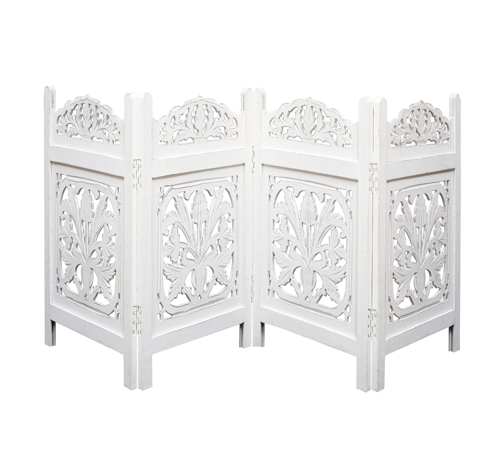 The Wooden Town Freestanding Dog Gate, Foldable 4-Panel Wooden Pet Gate for Doorways, Hallways & Stairs, White Finish, 72" W x 24" H
