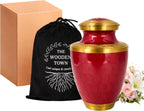 Trinity Crimson Red Gold Metal Cremation Urn for Adult Ashes – 10” x 6.5”