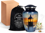 Lighthouse Midnight Ink Blue Metal Cremation Urn for Adult Ashes – 10” x 6”