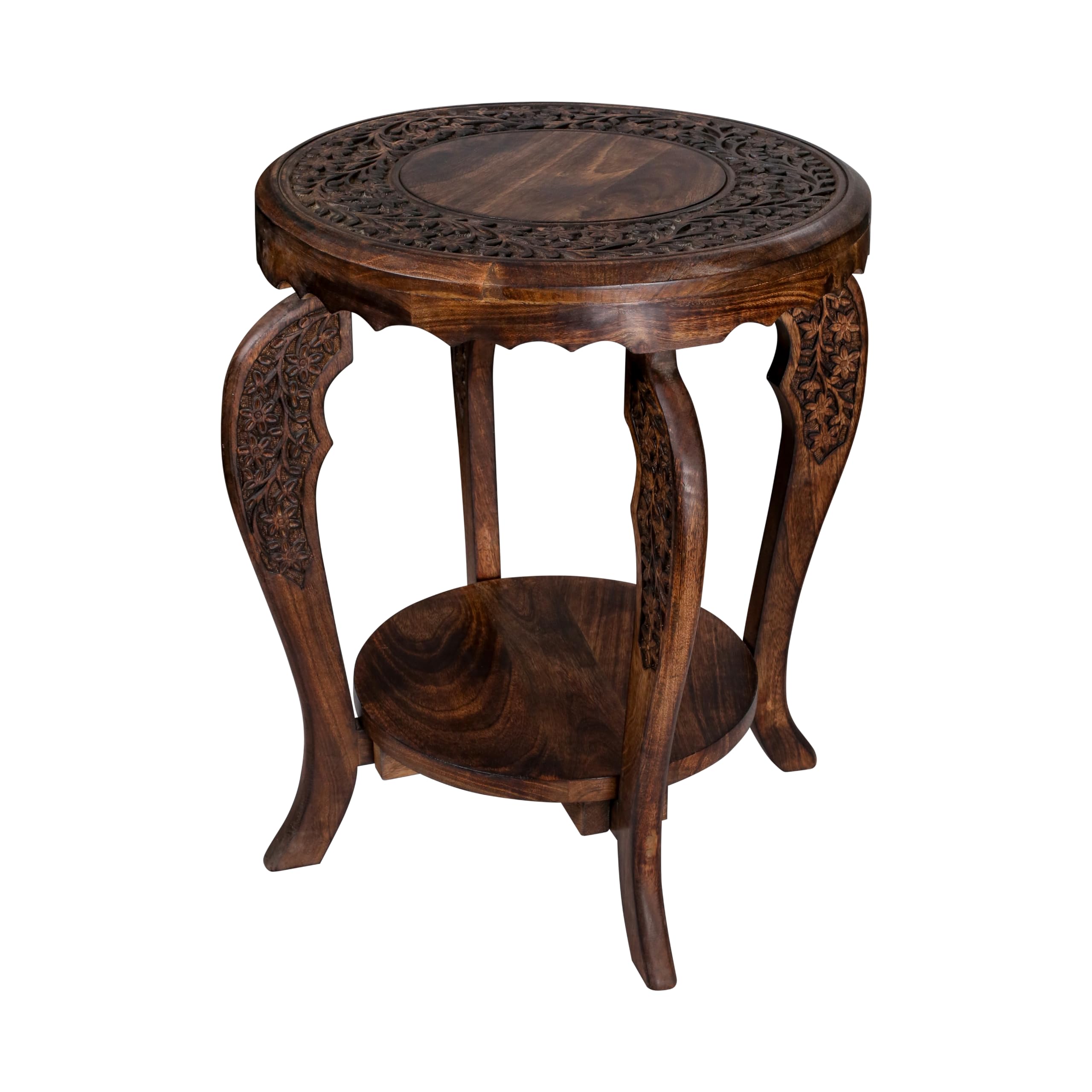 Farmhouse Round Wooden End Table – Tray Top, Handcrafted (18”×22”)