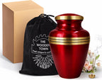 Avlon Crimson Red Gold Metal Cremation Urn for Adult Ashes – 10” x 7”