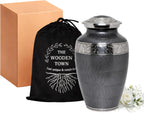 Platinum Gray Silver Metal Cremation Urn for Adult Remains – Elegant Texture, 10” x 6”