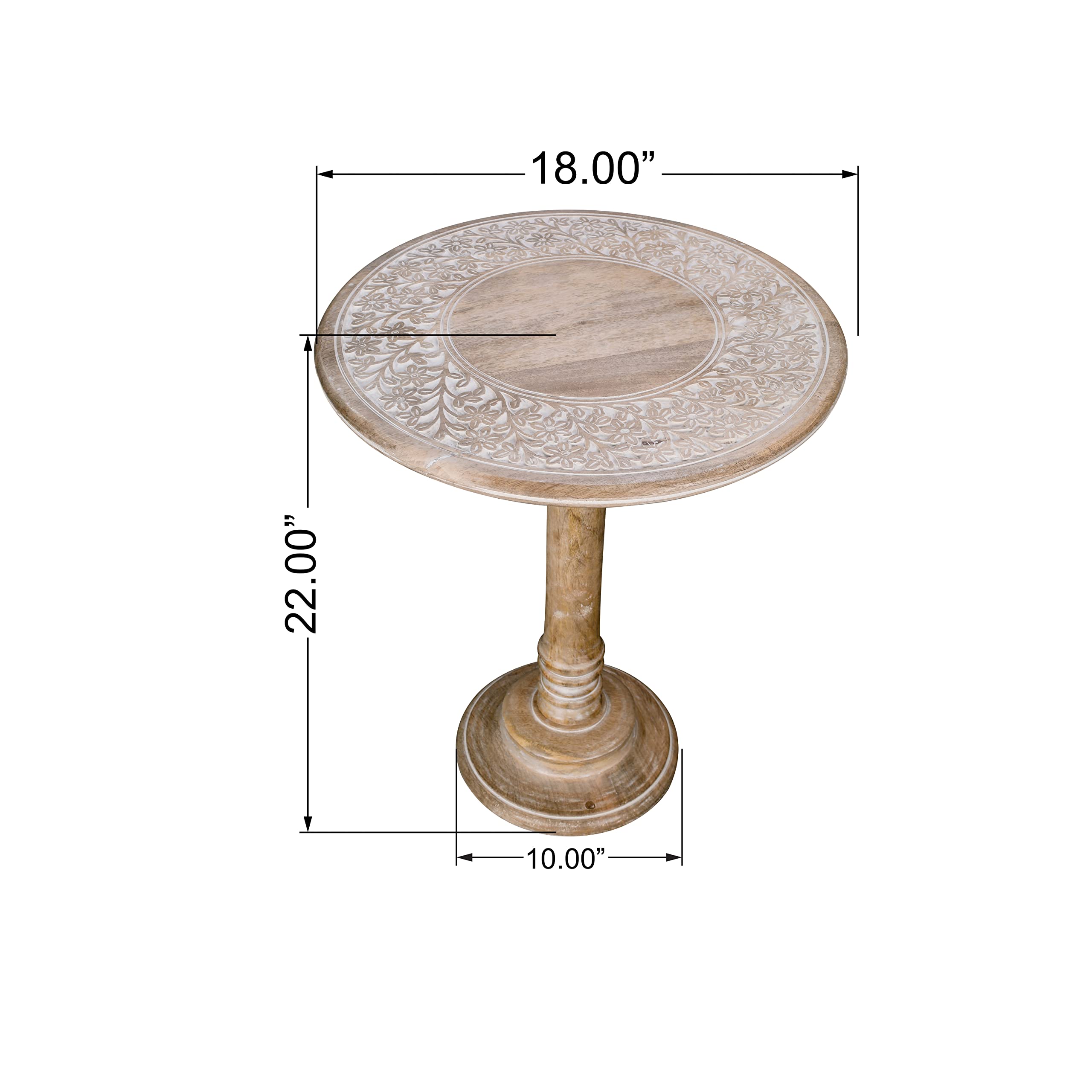 The Wooden Town White Wash End Table – 18" x 22"