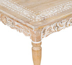 Rectangular Wooden Coffee Table, Beige Finish with Cutwork Jali Carving, 36 x 24 x 18 Inch