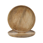 Natural Wooden Dinner Plates & Bowls – 11 Inch Round Serving Plates (2 Pack)