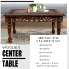 Rectangular Wooden Coffee Table – Cutwork Jali (36”×24”×18”)