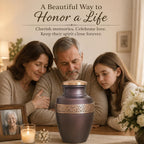 Grecian Coffee Gold Metal Cremation Urn for Adult Ashes – 9” x 7”