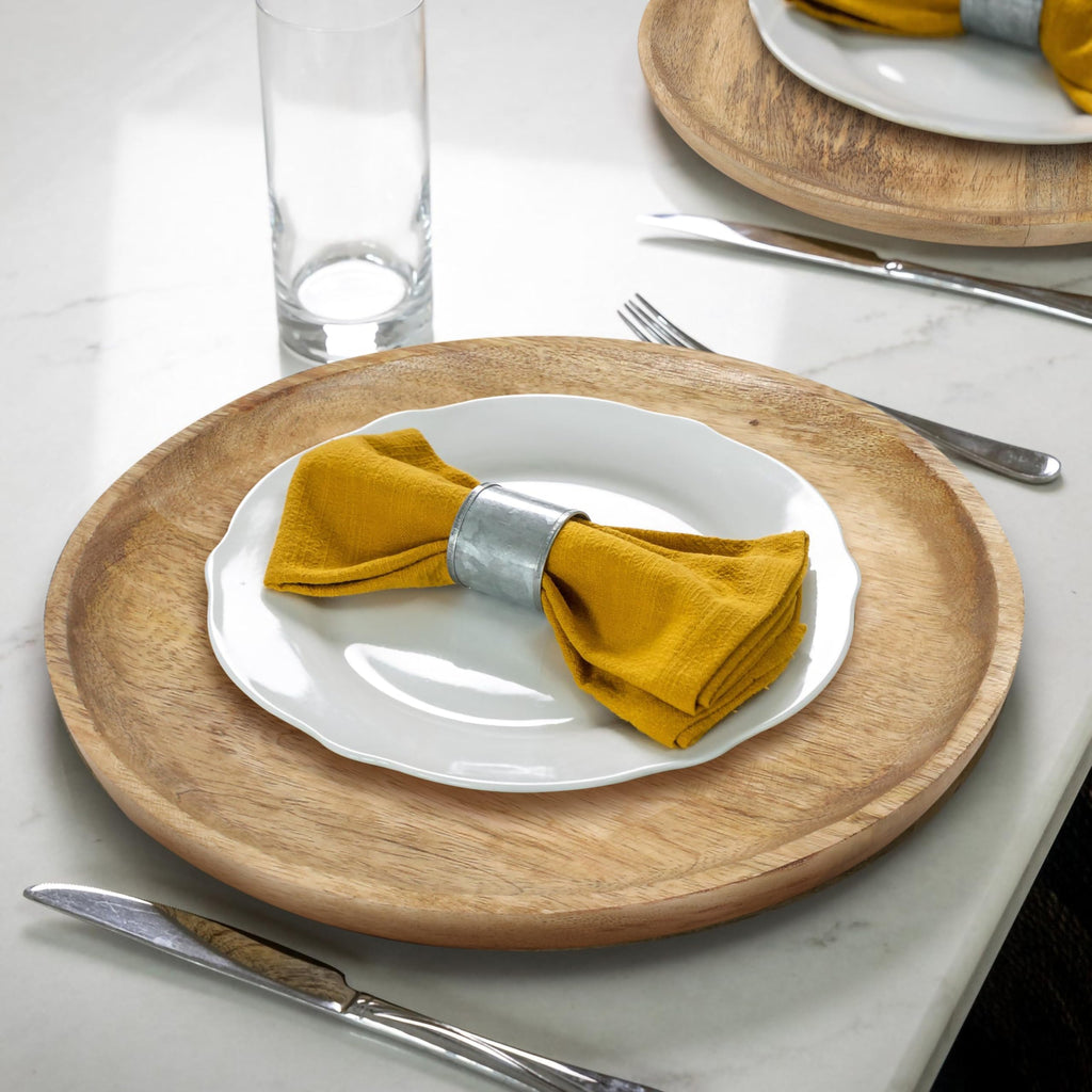 Natural Wooden Dinner Plates & Bowls – 11 Inch Round Serving Plates (2 Pack)