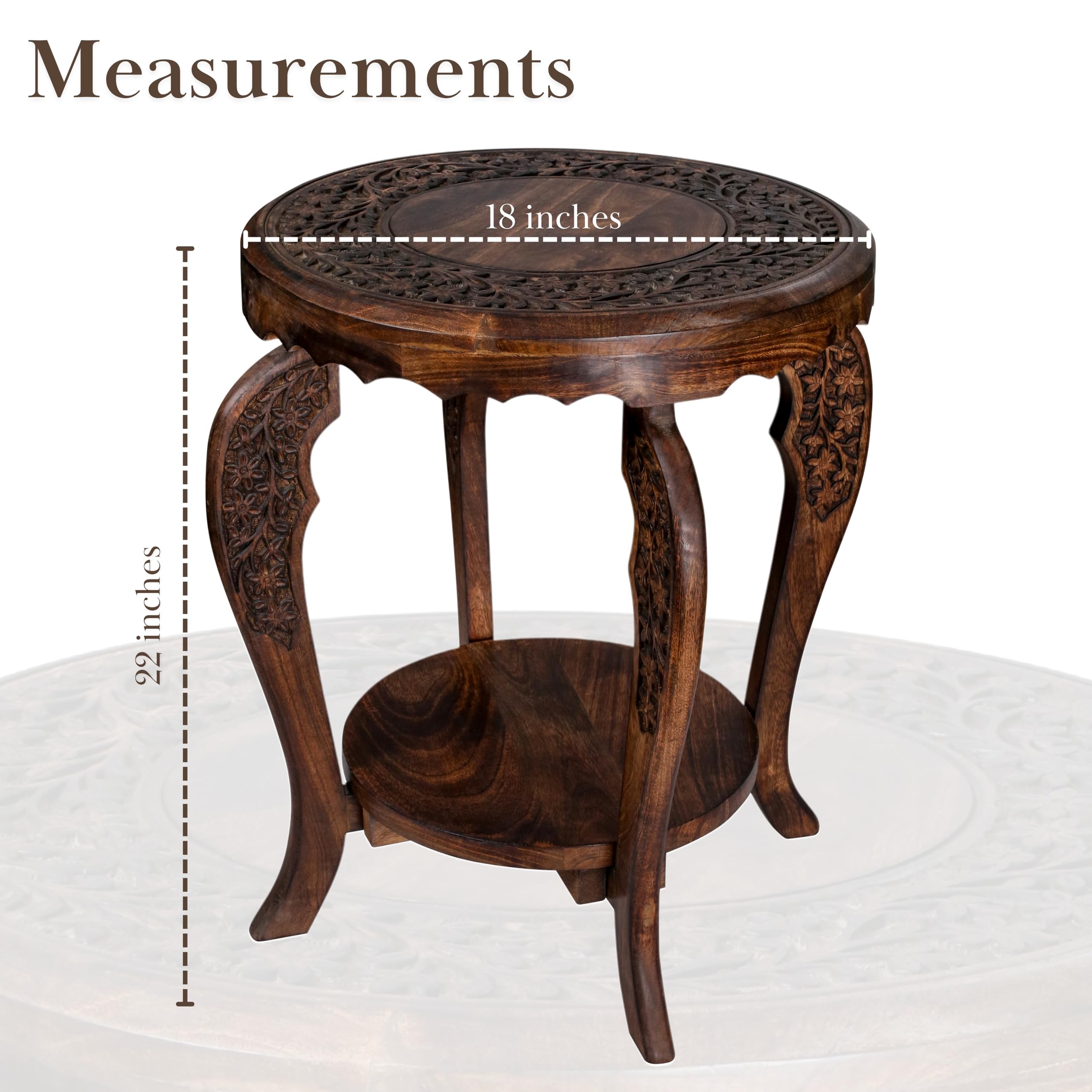 Farmhouse Round Wooden End Table – Tray Top, Handcrafted (18”×22”)