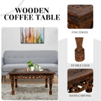 Rectangular Wooden Coffee Table – Cutwork Jali (36”×24”×18”)