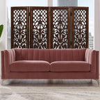 Hand-Carved Wooden Room Divider – 4-Panel Folding Screen (64”×54”)