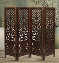 Hand-Carved Wooden Room Divider – 4-Panel Folding Screen (64”×54”)
