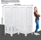 Hand-Carved Wooden Room Divider – 4-Panel Folding Screen (64”×54”)