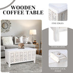 Rectangular Wooden Coffee Table, White Finish Modern Center Table, 36 x 18 Inch
