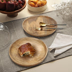 Natural Wooden Dinner Plates & Bowls – 11 Inch Round Serving Plates (2 Pack)