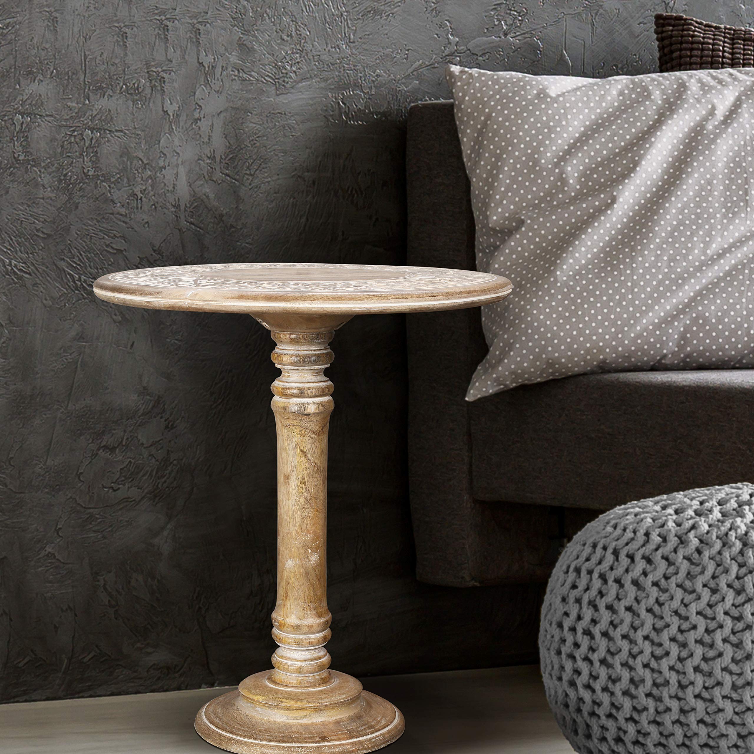 The Wooden Town White Wash End Table – 18" x 22"