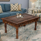 Rectangular Wooden Coffee Table – Cutwork Jali (36”×24”×18”)