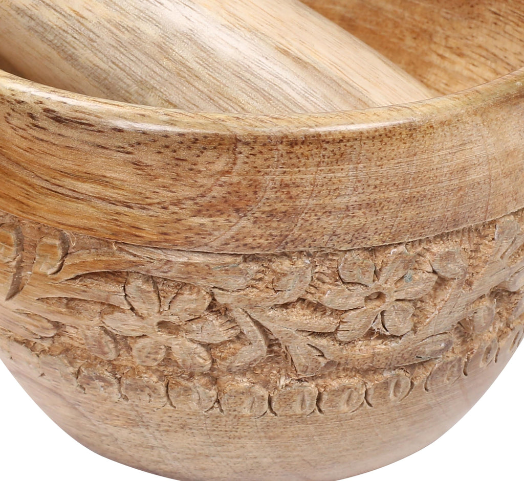Hand-Carved Wooden Mortar & Pestle – 4 Inch Spice Grinder
