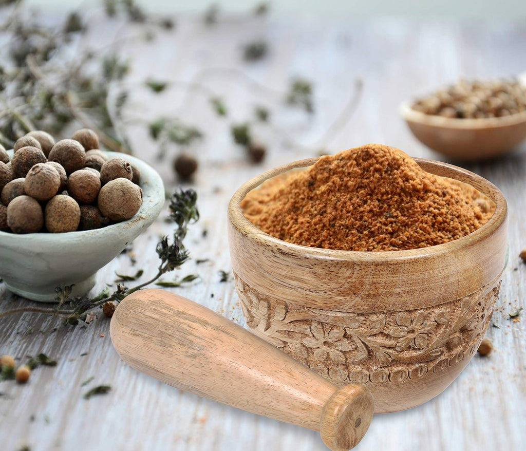 Hand-Carved Wooden Mortar & Pestle – 4 Inch Spice Grinder