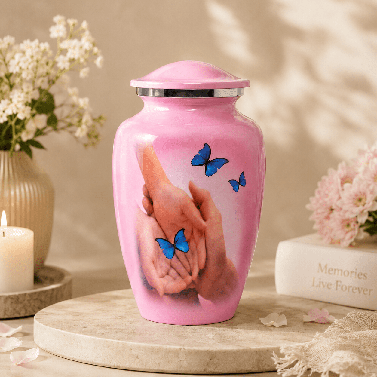 Butterfly Metal Cremation Urn for Adult Human Ashes – 10 Inch