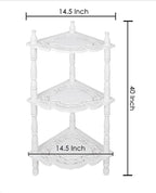 The Wooden Town Corner Shelf Stand, 4-Tier Wooden Corner Bookcase for Small Spaces, Bathroom Storage Shelf, Home Office Display Rack, Antique White, 14.5 x 14.5 x 40 Inch