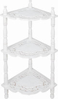 The Wooden Town Corner Shelf Stand, 4-Tier Wooden Corner Bookcase for Small Spaces, Bathroom Storage Shelf, Home Office Display Rack, Antique White, 14.5 x 14.5 x 40 Inch