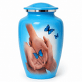 Blue Aluminum Cremation Urn for Adult Ashes – 10” x 6”