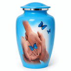 Blue Aluminum Cremation Urn for Adult Ashes – 10” x 6”