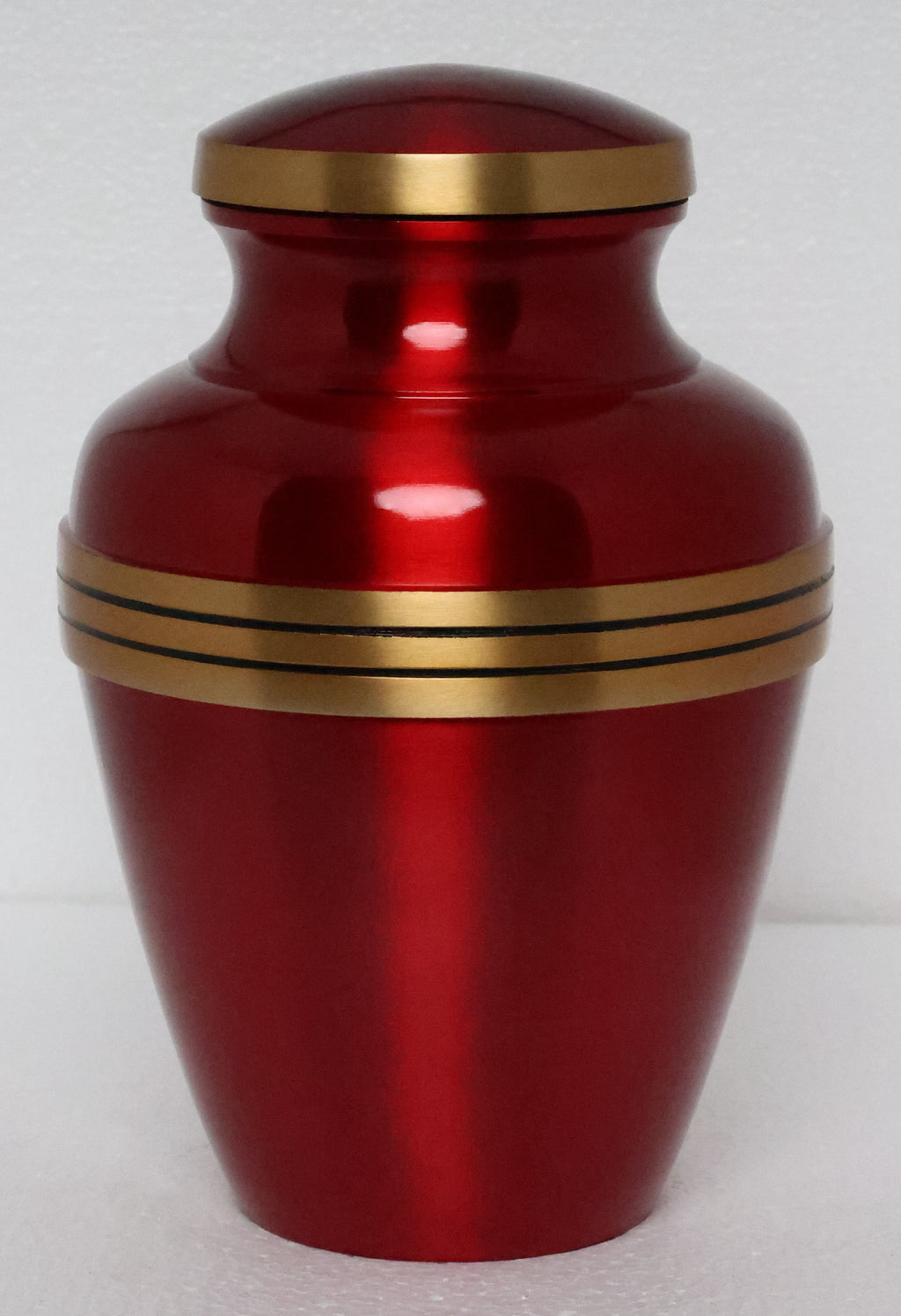 Avlon Crimson Red Gold Metal Cremation Urn for Adult Ashes – 10” x 7”
