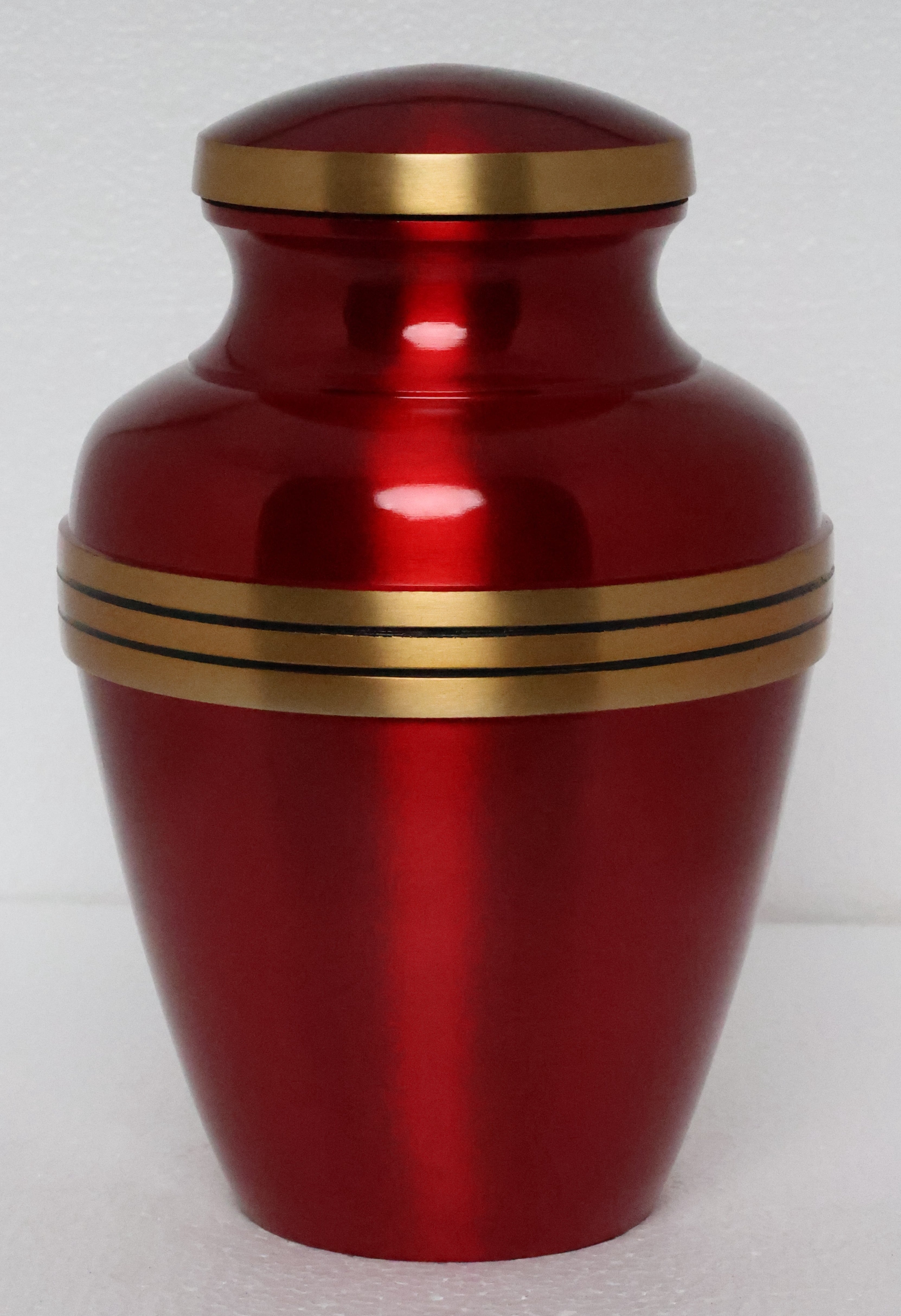Avlon Crimson Red Gold Metal Cremation Urn for Adult Ashes – 10” x 7”