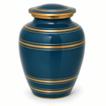 Classic Thread Midnight Blue Gold Metal Cremation Urn for Adult Ashes – 9” x 7”