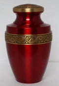 Grecian Red Gold Metal Cremation Urn for Adult Human Ashes – 9” x 7”