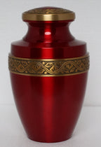 Grecian Red Gold Metal Cremation Urn for Adult Human Ashes – 9” x 7”