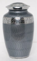 Platinum Gray Silver Metal Cremation Urn for Adult Remains – Elegant Texture, 10” x 6”