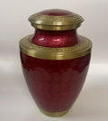 Trinity Crimson Red Gold Metal Cremation Urn for Adult Ashes – 10” x 6.5”
