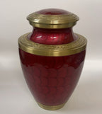 Trinity Crimson Red Gold Metal Cremation Urn for Adult Ashes – 10” x 6.5”