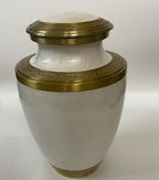 Trinity Pearl White Gold Metal Cremation Urn for Adult Human Ashes – 10” x 6.5”