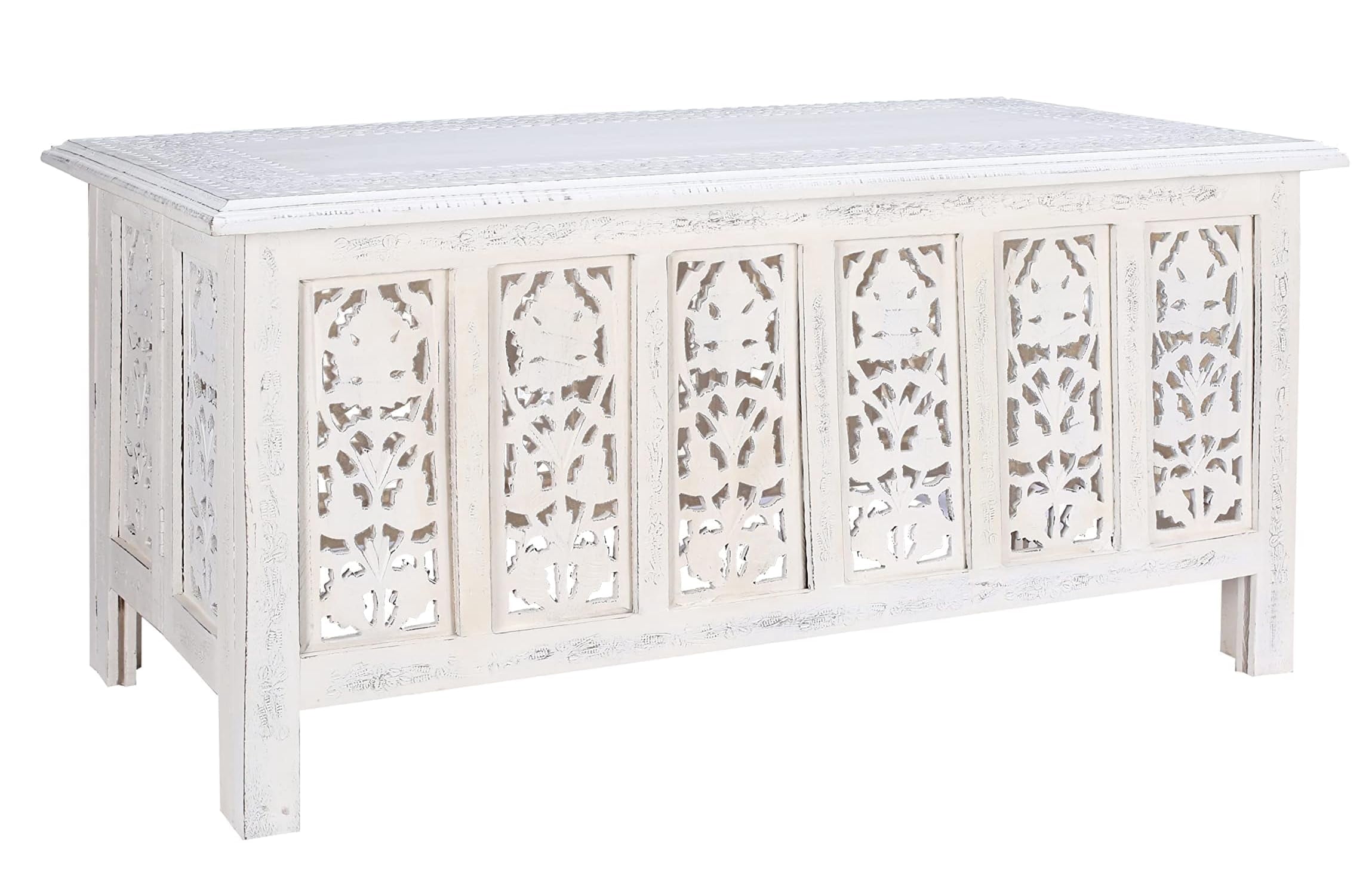 Rectangular Wooden Coffee Table, White Finish Modern Center Table, 36 x 18 Inch
