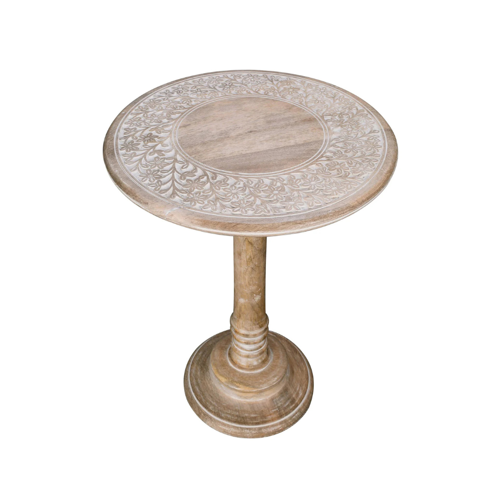 The Wooden Town White Wash End Table – 18" x 22"