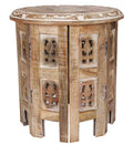Versatile Octagonal Wooden Side Table, Rustic White Wash Accent Table, 12 x 12 Inch
